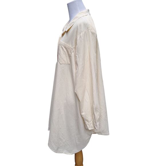 FLAX Jeanne Engelhart Pale Light Yellow Corduroy Button Down Long Tunic Top Sz M - Picture 9 of 15